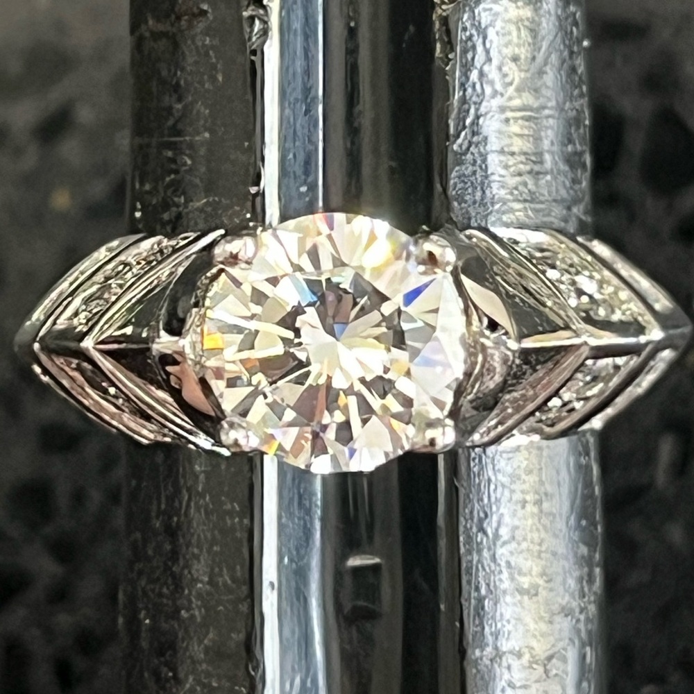 Victoria Wieck vintage brilliant cut solitaire engagement wedding ring silver